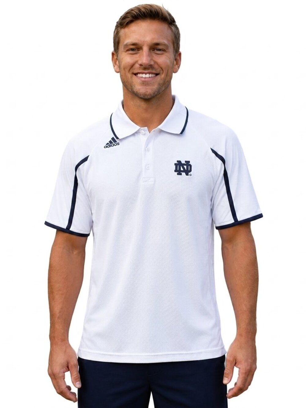 Adidas Men's Notre Dame Fighting Irish Coaches Sideline Polo Medium White